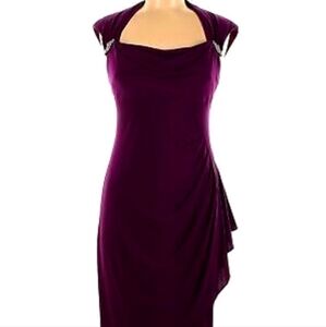 Scarlett- Purple Satin Bling on Front Ruching open back Gorg Dress Sz.4